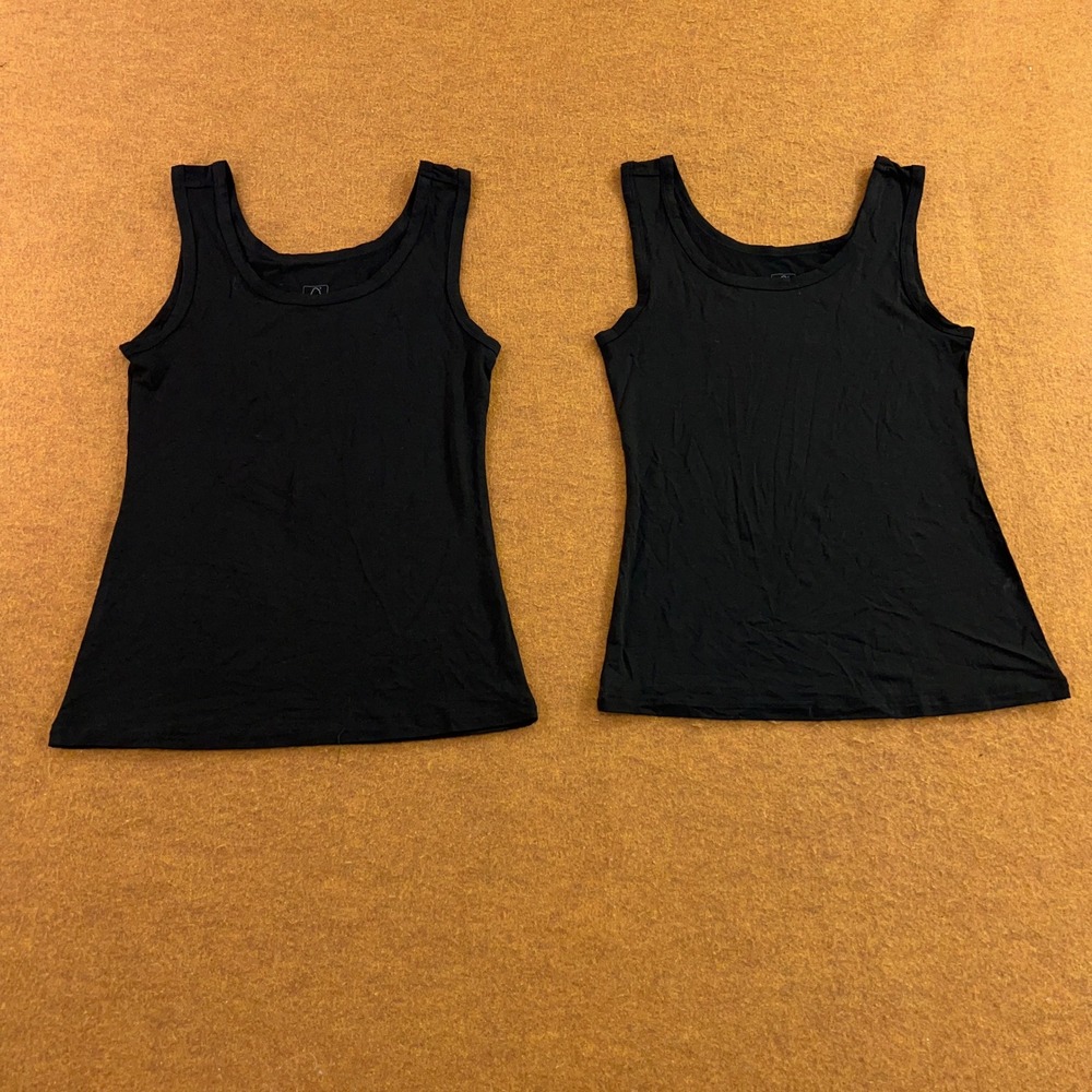 Bamboo Cool Womens Small Black Bamboo Viscose Stretch Scoop Neck Tank 2 Pack New